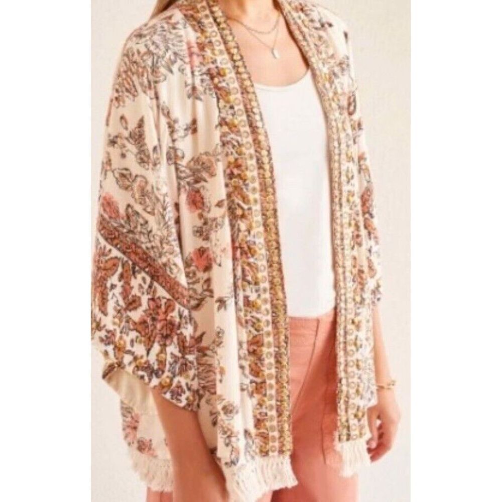 Tribal Jeans Reversible BoHo Robe Kimono Tunic Duster Sz P/M or S/M UNIQUE